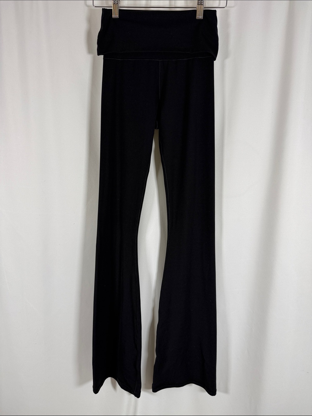 Women's Black Fold-Over Waist Bootcut Pants